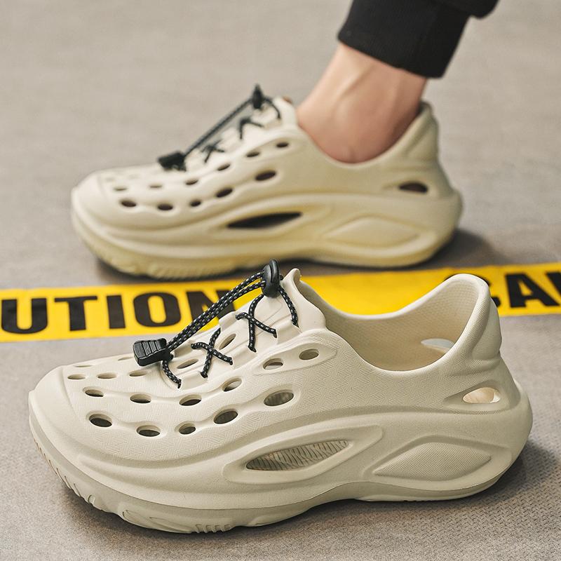 Local Stock Raya Outdoor Mens Sandals Personaliti Fesyen Luminous Clogs Shoes Upstream Wading Fishing Shoes Beige Hitam Saiz 40-45