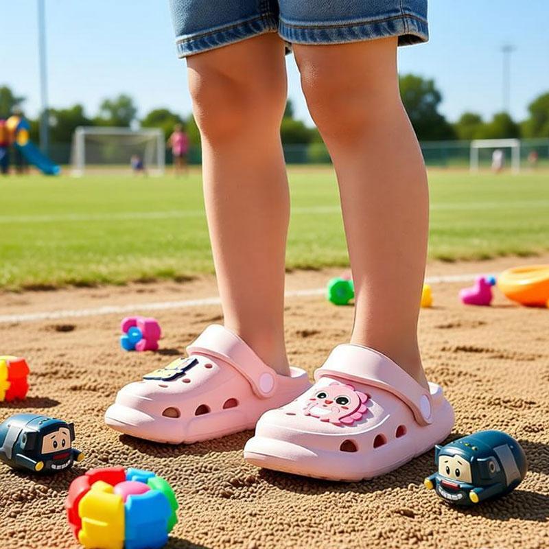 Cute Cartoon Sandal Pengaman Anak Sepatu Jalan Bayi Sandal Luar Ruangan EVA Ringan Sepatu Pantai Warna Pink Ukuran 29-35