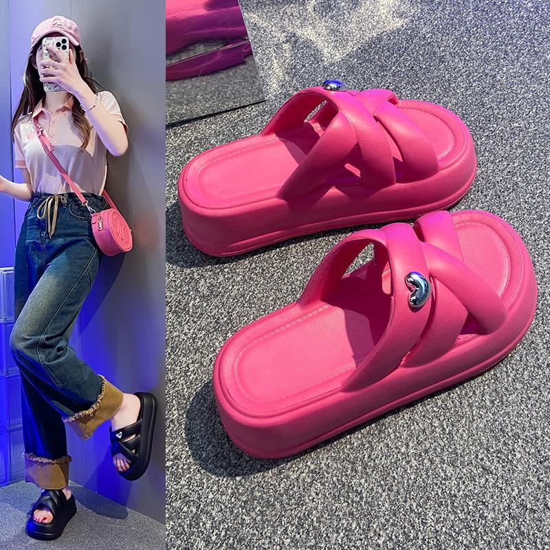 Kasut Pantai Bertumit Tinggi Yang Bernafas Sandal Yang Lembut Dan Berkualiti Tinggi Sandal Rata Tebal Wanita Sandal Luar Ringan EVA Sandal Panta