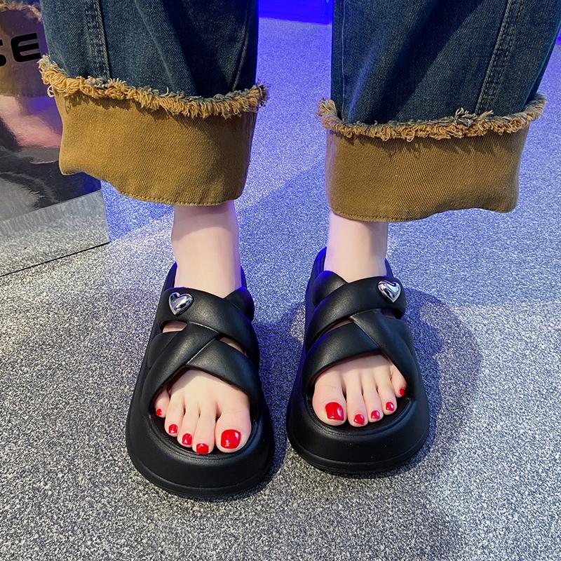 Kasut Pantai Bertumit Tinggi Yang Bernafas Sandal Yang Lembut Dan Berkualiti Tinggi Sandal Rata Tebal Wanita Sandal Luar Ringan EVA Sandal Panta