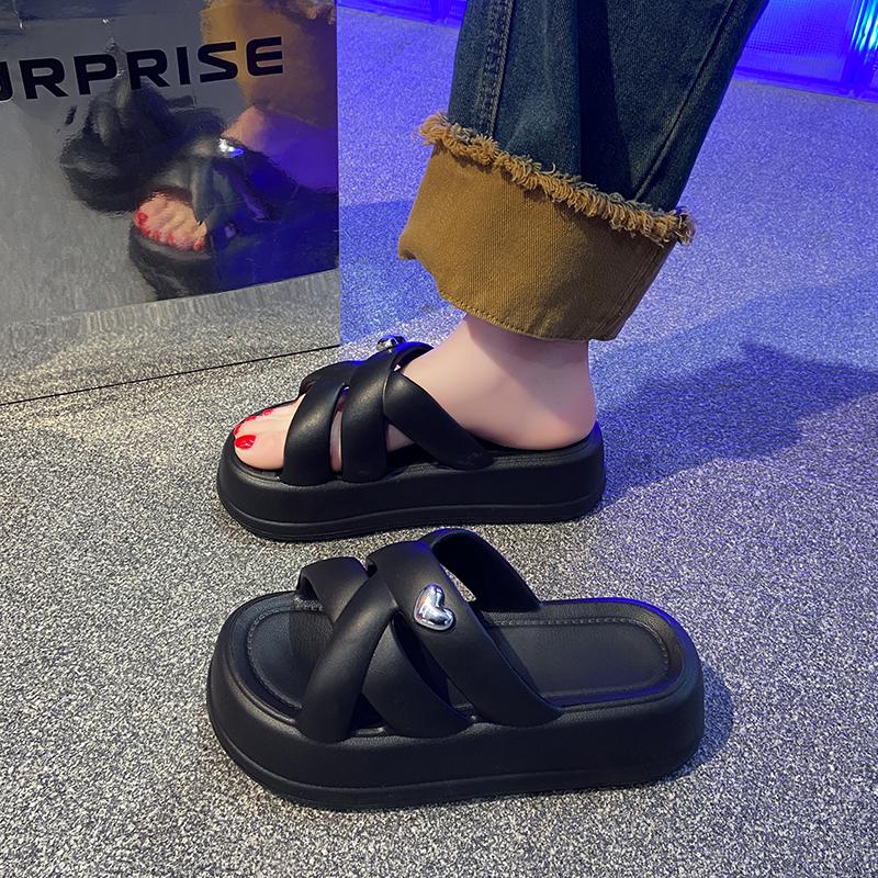 Kasut Pantai Bertumit Tinggi Yang Bernafas Sandal Yang Lembut Dan Berkualiti Tinggi Sandal Rata Tebal Wanita Sandal Luar Ringan EVA Sandal Panta