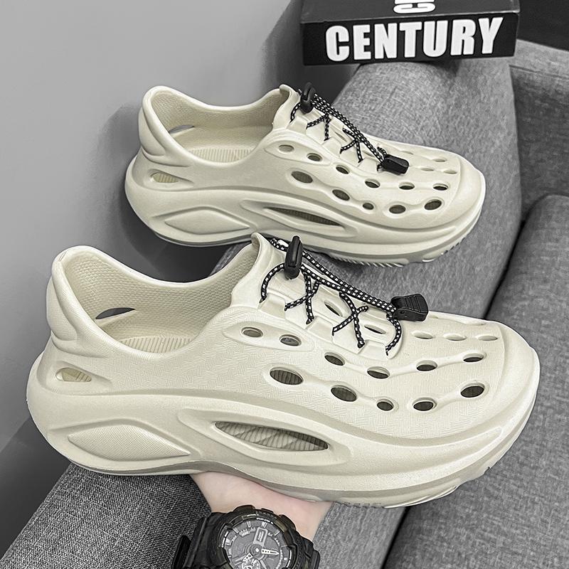 Local Stock Raya Outdoor Mens Sandals Personaliti Fesyen Luminous Clogs Shoes Upstream Wading Fishing Shoes Beige Hitam Saiz 40-45