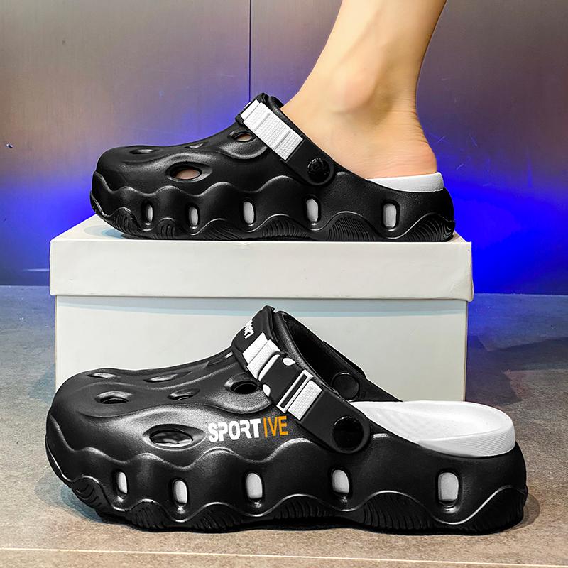 SANDAL LELAKI TAPAK LEMBUT TEBAL BAHARU SELIPAR LELAKI DAN WANITA RINGAN WARNA HITAM PUTIH SAIZ 36-45 FLIP NORMAL CUTTING