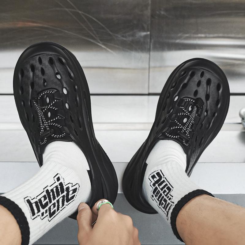 Local Stock Raya Outdoor Mens Sandals Personaliti Fesyen Luminous Clogs Shoes Upstream Wading Fishing Shoes Beige Hitam Saiz 40-45