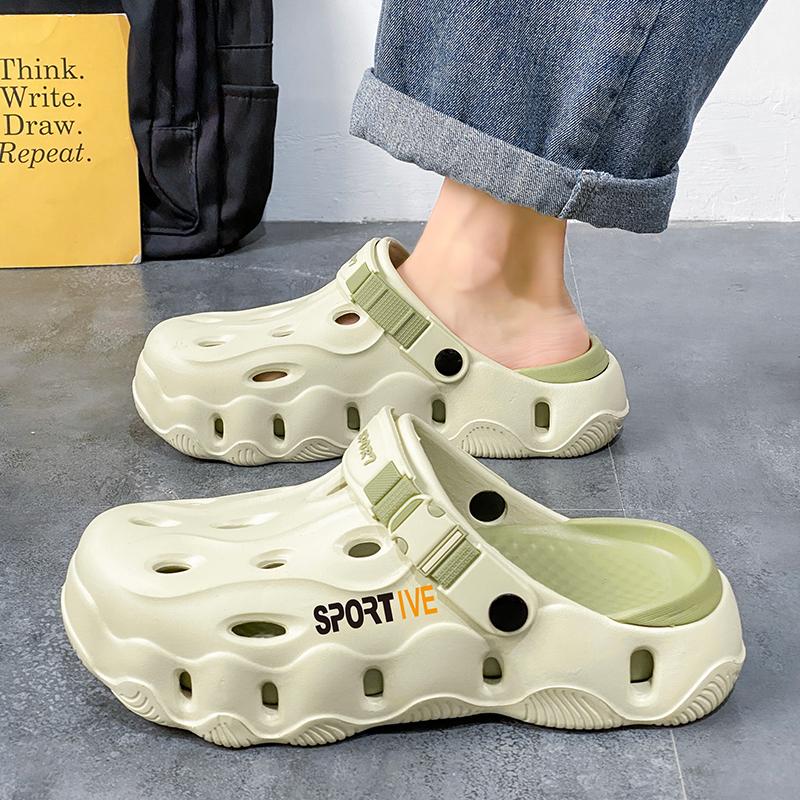 SANDAL LELAKI TAPAK LEMBUT TEBAL BAHARU SELIPAR LELAKI DAN WANITA RINGAN WARNA HITAM PUTIH SAIZ 36-45 FLIP NORMAL CUTTING