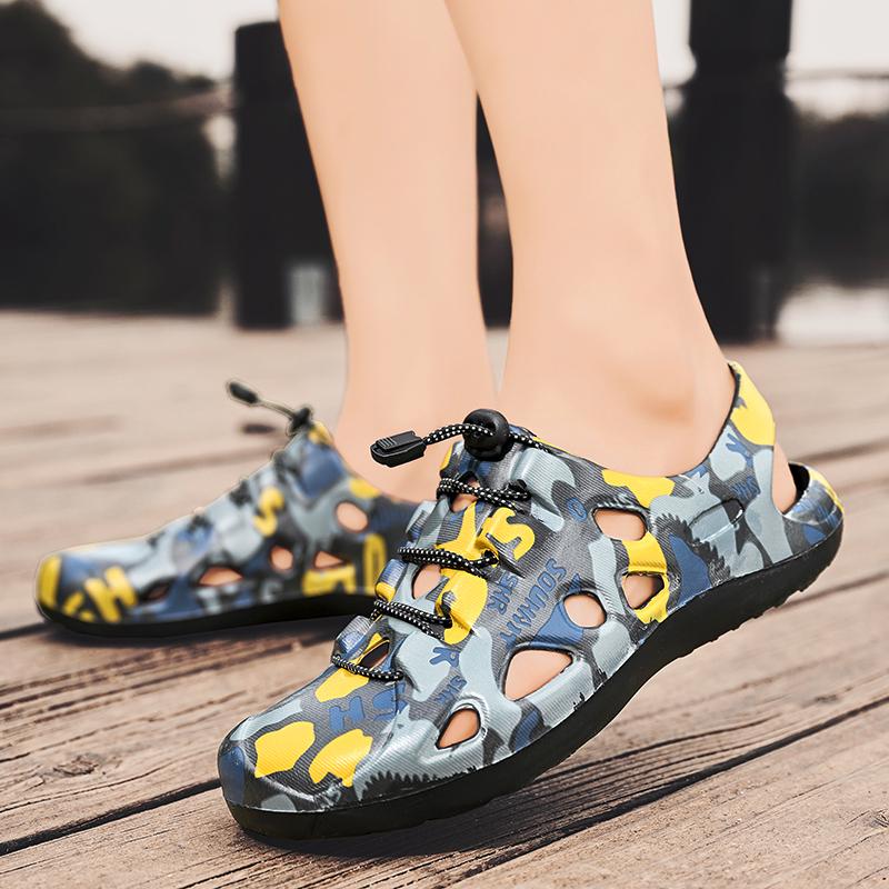 Warma Crayon Camouflage - Sandal Lelaki Luar EVA Ringan dengan Pola Moden - Pilihan Saiz 39 hingga 45 - Penyediaan Stok Tempatan - Flip