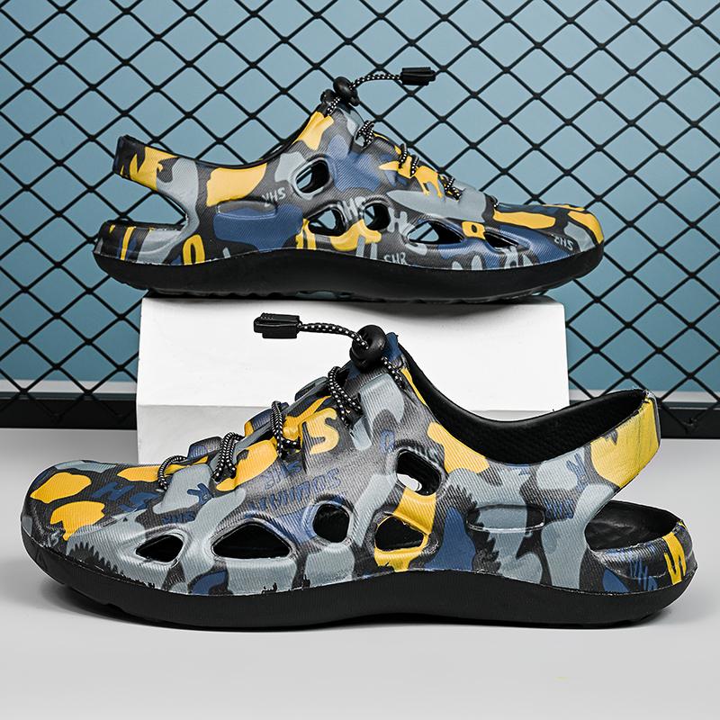 Warma Crayon Camouflage - Sandal Lelaki Luar EVA Ringan dengan Pola Moden - Pilihan Saiz 39 hingga 45 - Penyediaan Stok Tempatan - Flip