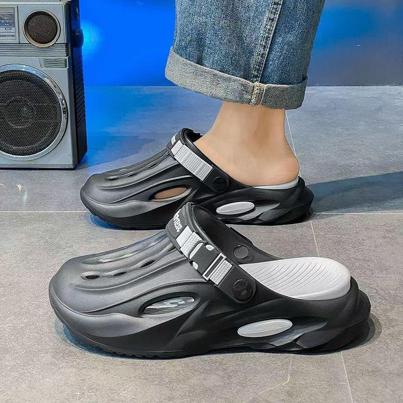 SANDAL LELAKI TAPAK LEMBUT TEBAL BAHARU SELIPAR LELAKI DAN WANITA RINGAN WARNA HITAM PUTIH SAIZ 36-45 FLIP NORMAL CUTTING