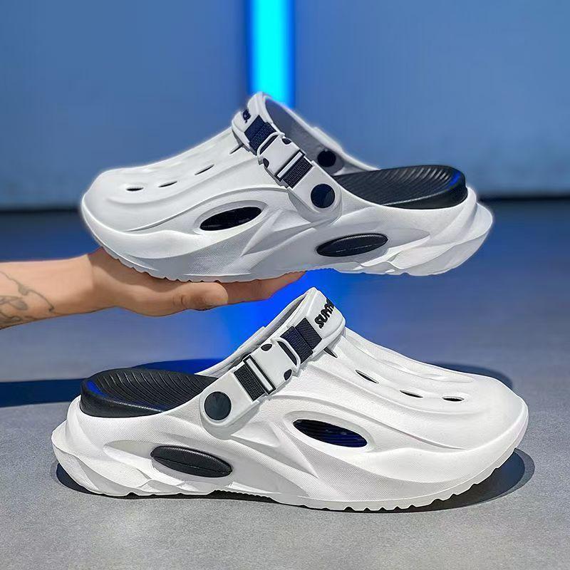 SANDAL LELAKI TAPAK LEMBUT TEBAL BAHARU SELIPAR LELAKI DAN WANITA RINGAN WARNA HITAM PUTIH SAIZ 36-45 FLIP NORMAL CUTTING