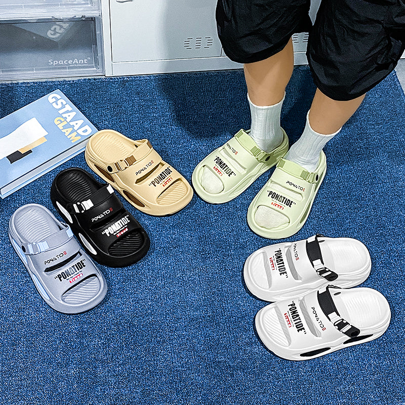 Sandal Tebal Anti-Slip Kasual Lelaki, Kasut Pantai Bernafas Keperluan Luar Berkualiti Tinggi