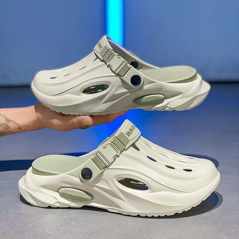 SANDAL LELAKI TAPAK LEMBUT TEBAL BAHARU SELIPAR LELAKI DAN WANITA RINGAN WARNA HITAM PUTIH SAIZ 36-45 FLIP NORMAL CUTTING