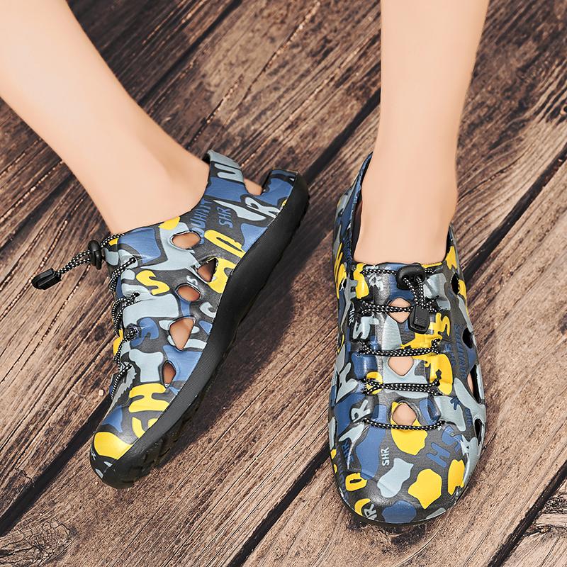 Warma Crayon Camouflage - Sandal Lelaki Luar EVA Ringan dengan Pola Moden - Pilihan Saiz 39 hingga 45 - Penyediaan Stok Tempatan - Flip