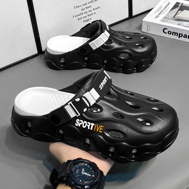 SANDAL LELAKI TAPAK LEMBUT TEBAL BAHARU SELIPAR LELAKI DAN WANITA RINGAN WARNA HITAM PUTIH SAIZ 36-45 FLIP NORMAL CUTTING