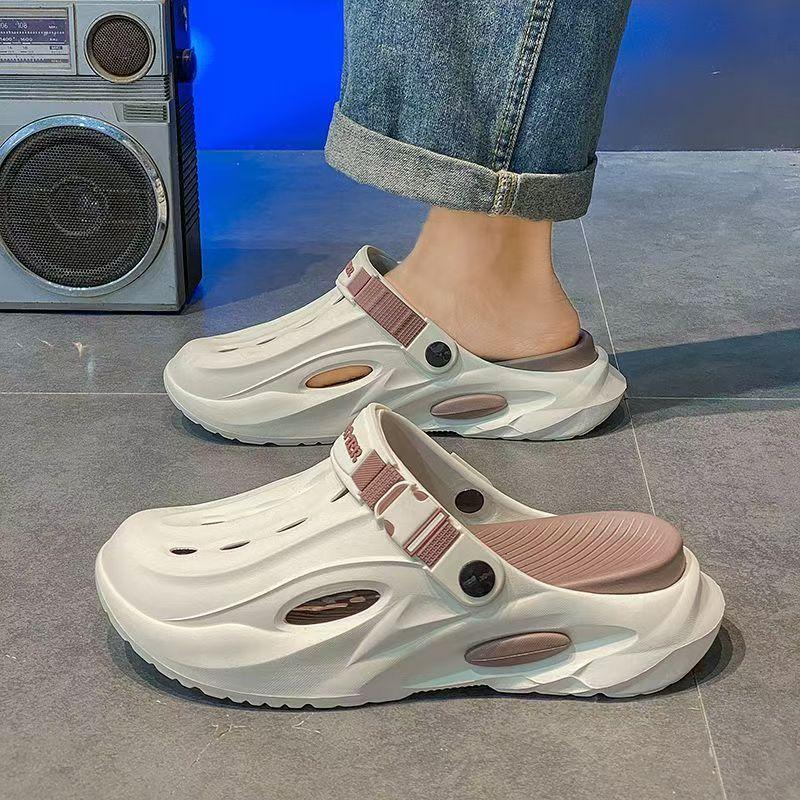 SANDAL LELAKI TAPAK LEMBUT TEBAL BAHARU SELIPAR LELAKI DAN WANITA RINGAN WARNA HITAM PUTIH SAIZ 36-45 FLIP NORMAL CUTTING