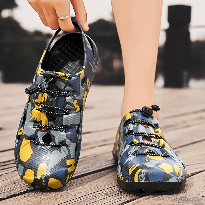 Warma Crayon Camouflage - Sandal Lelaki Luar EVA Ringan dengan Pola Moden - Pilihan Saiz 39 hingga 45 - Penyediaan Stok Tempatan - Flip