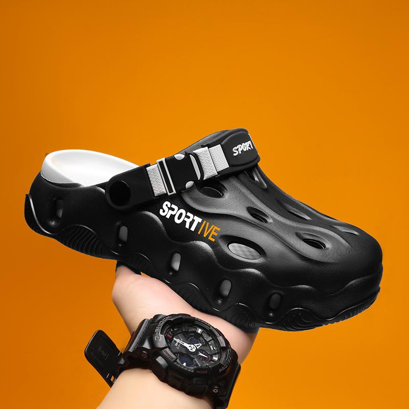 SANDAL LELAKI TAPAK LEMBUT TEBAL BAHARU SELIPAR LELAKI DAN WANITA RINGAN WARNA HITAM PUTIH SAIZ 36-45 FLIP NORMAL CUTTING